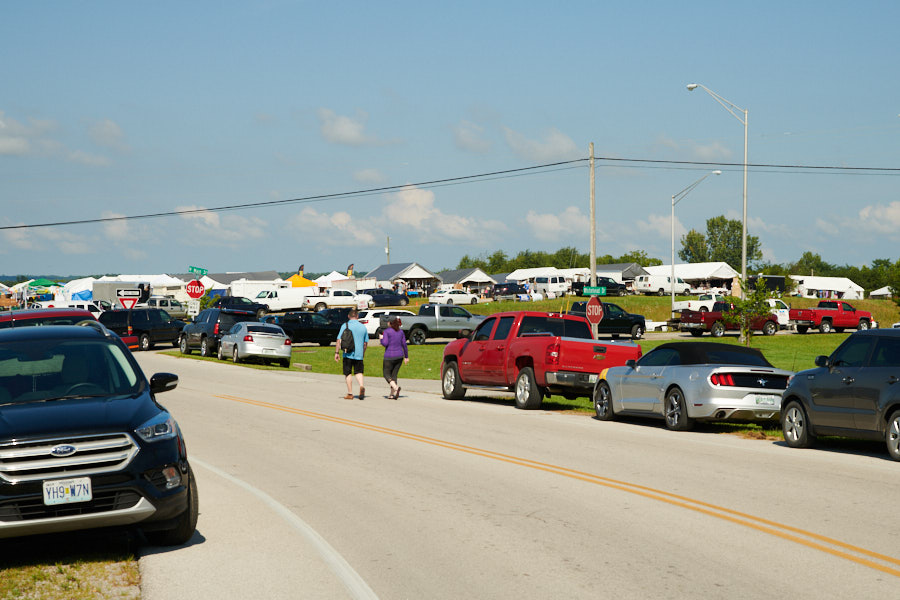 Cars parked along the World's Longest Yard Sale