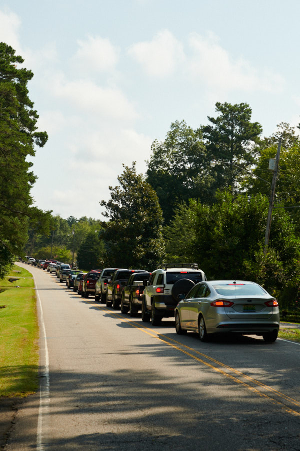 Cars stuck in line