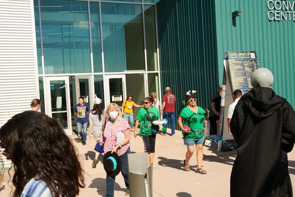 Crowds outside the Roswell convention center