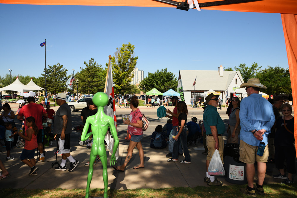 People in downtown Roswell for the UFO festival