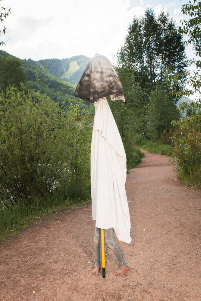 A full body inky cap mushroom costume