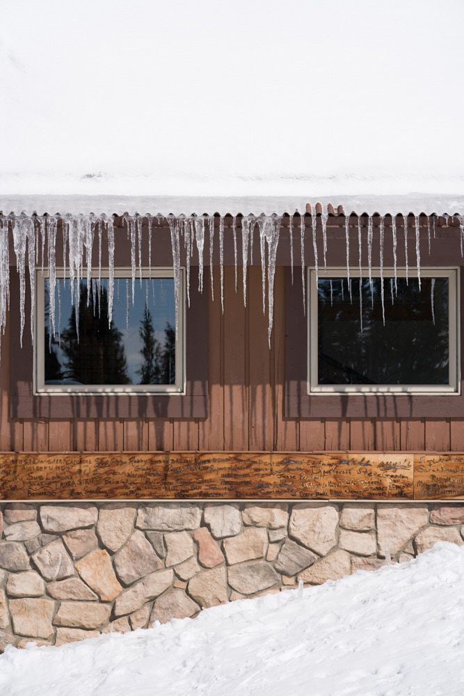 Icicles hanging from a ski lodge