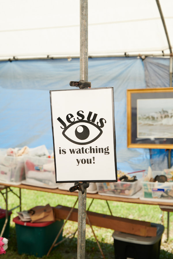 A Jesus Is Watching sign