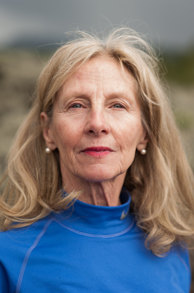 Headshot portrait of an elderly female runner