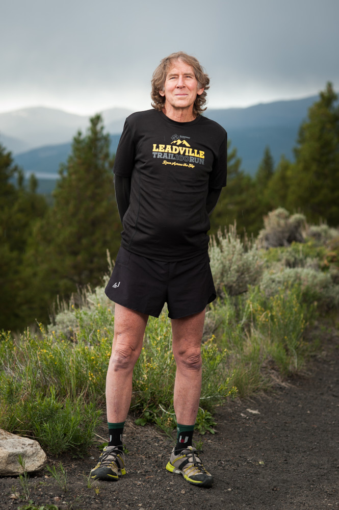 Vertical portrait of an elderly male runner