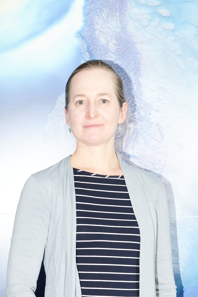 A headshot of a female scientist inside NCAR