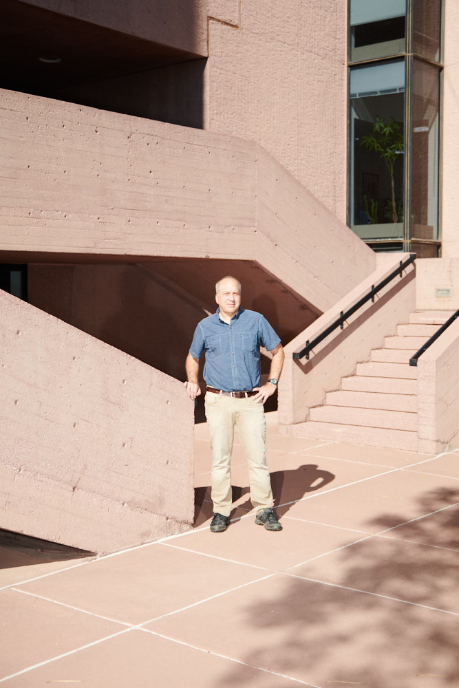 A portrait of a scientist outside of NCAR