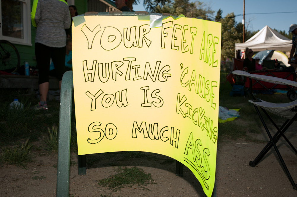 A sign on the race course