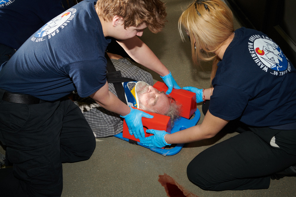 EMT students practicing a distress call