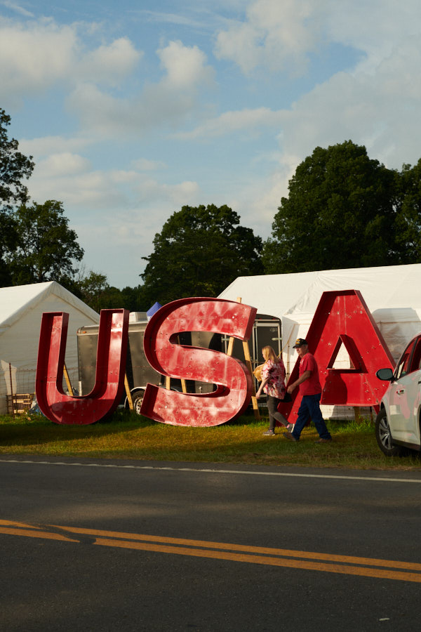 Big USA letters along the World's Longest Yard Sale